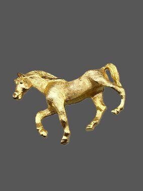 Vintage Napier Gold Plated Horse Brooch Pin, Animal Jewelry